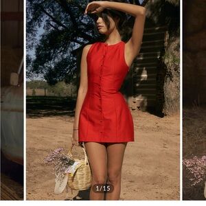 Commense Red Sleeveless Halter Sheath Mini Dress